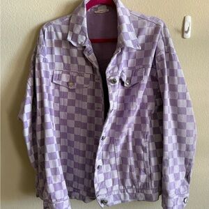 Purple Checkered Jean Jacket